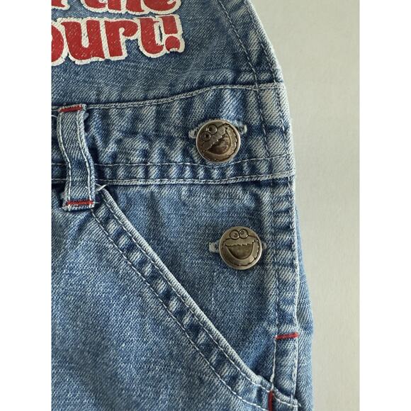 Sesame Street Vintage Denim Cookie Monster Short Overalls Size 3 T Basketball - Picture 5 of 13